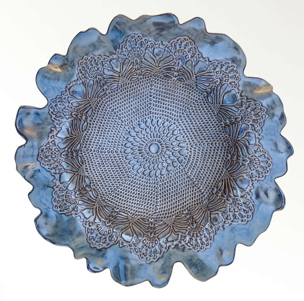 Queens Lace Steel Blue Bird Bath Bowl