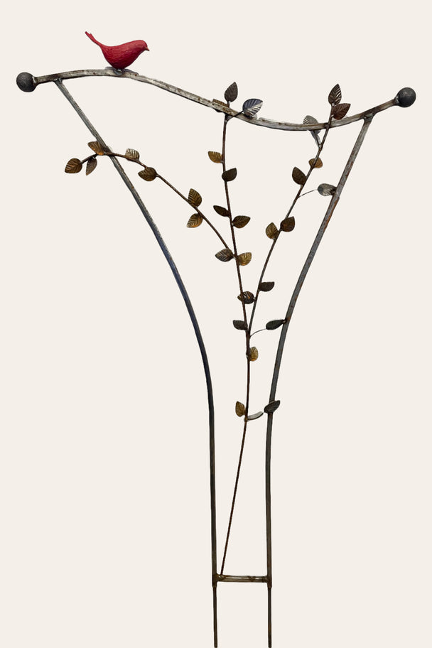 Cardinal Bird Sculpture Trellis