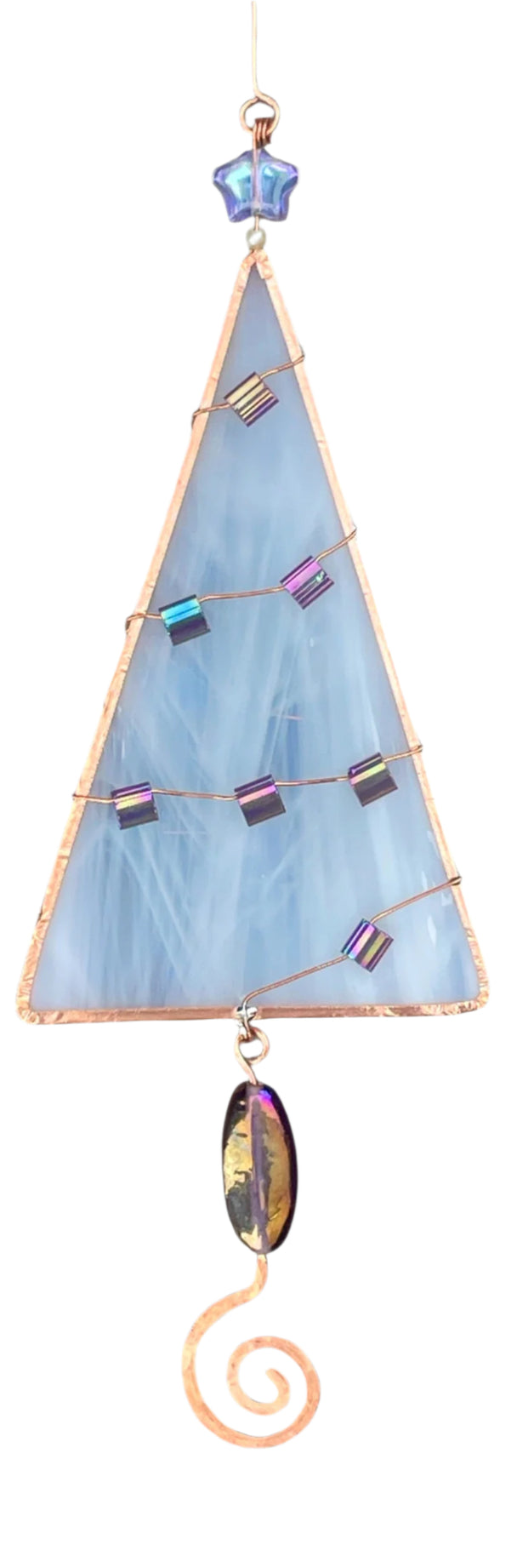 White Whispy Stained Glass Christmas Tree Ornament