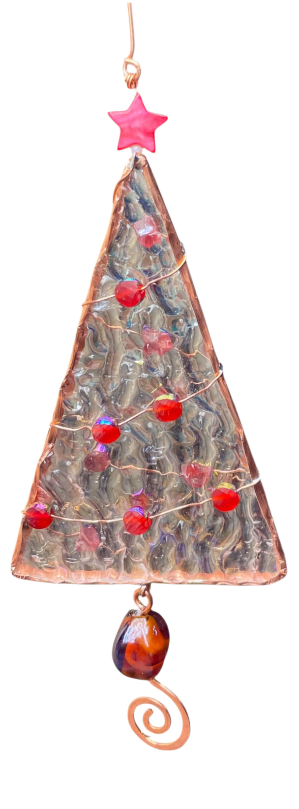 Textured Clear Stained Glass Christmas Tree Ornament