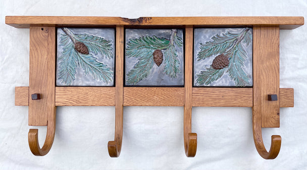Oak Hanger with Three Tiles