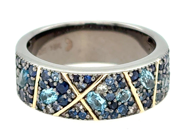 Sapphire and Blue Topaz Sterling Silver Cigar Band