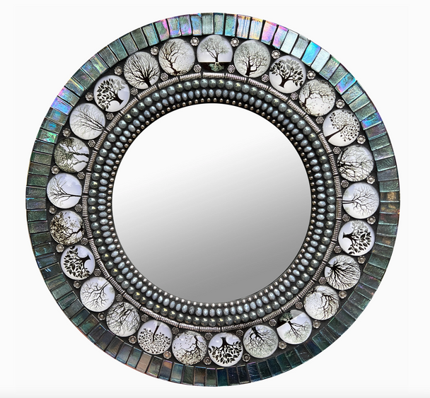 Large Grey Winter Bodhi Mirror