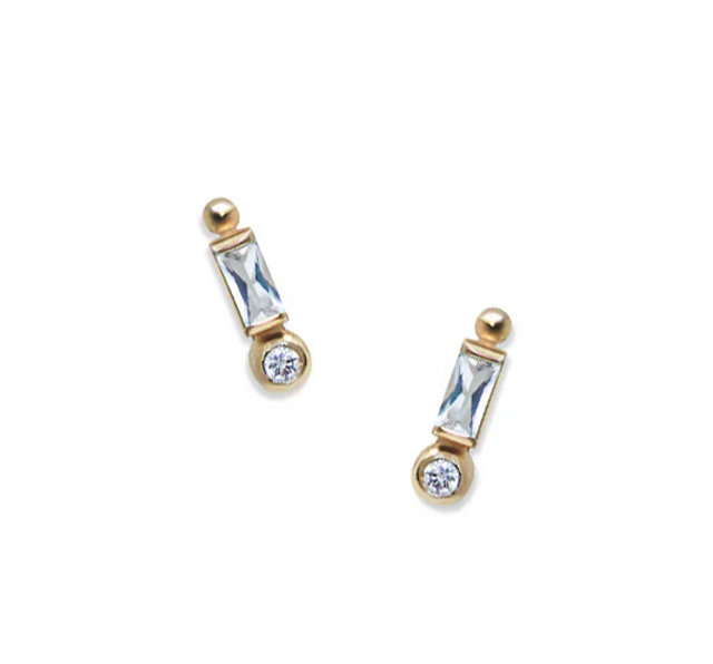 Anzie X Mel Soldera White Topaz Cleo Baguette Post Earrings