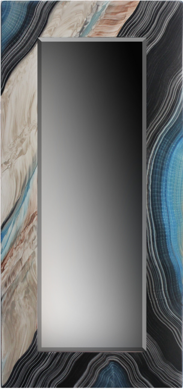 Tan and Blue Beveled Josh Mirror