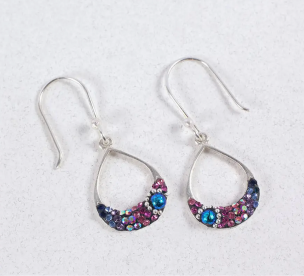 Petite Round Moon Drop Earrings