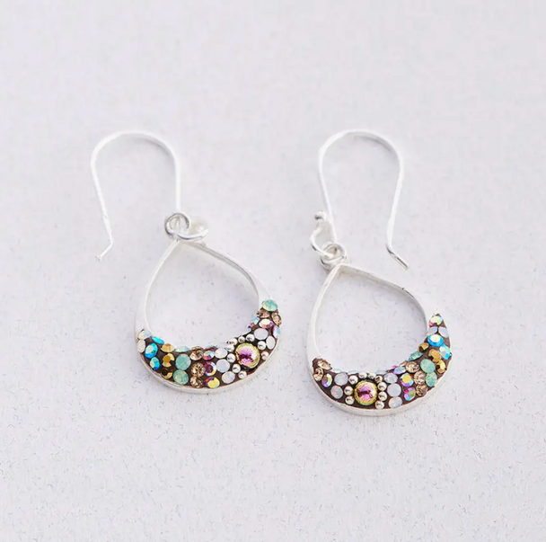 Petite Round Moon Drop Earrings