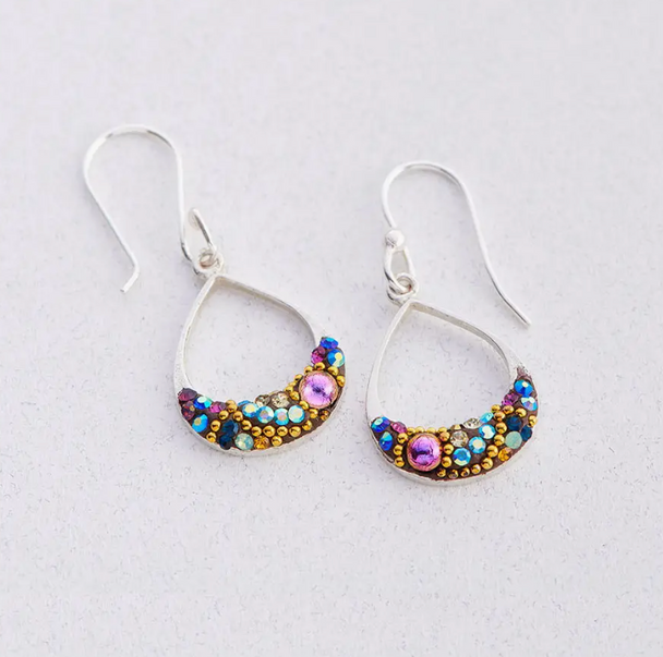 Petite Round Moon Drop Earrings