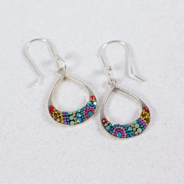 Petite Round Moon Drop Earrings