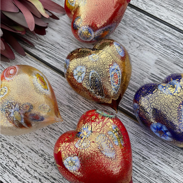 Murano Blown Glass Heart with Millefiori