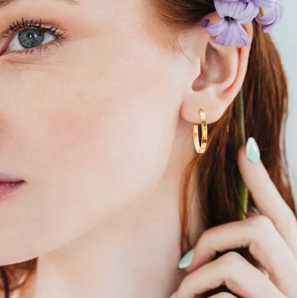 Gold Hoop Post Earrings