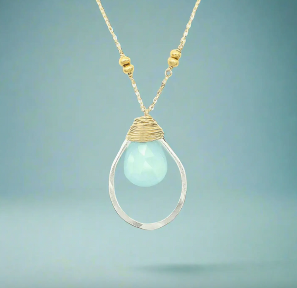 Aqua Chalcedony Necklace