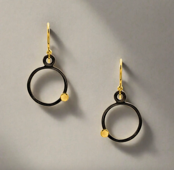 Oxidized Gold Dot Earrings