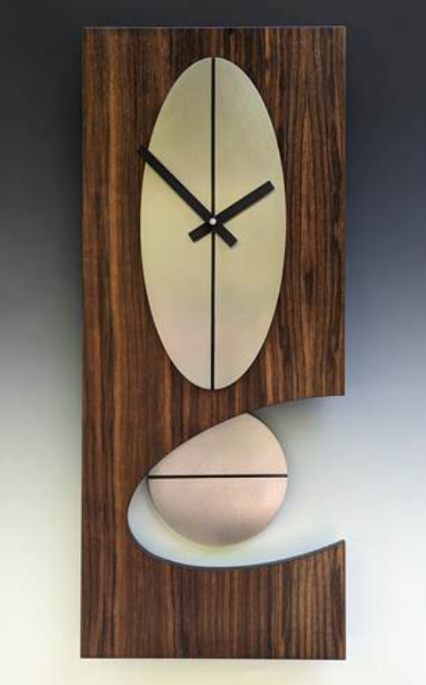 Walnut and Steel 24 Oval Pendulum Clock