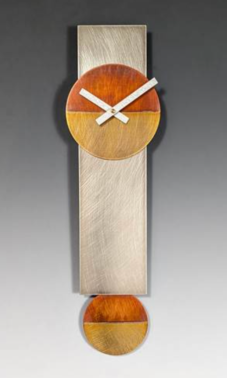 Narrow Steel and Copper Pendulum Clock