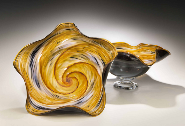 Amber and Gold Wavy Bowl