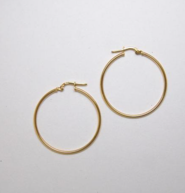 14K Gold 40mm Round Hoop Earrings