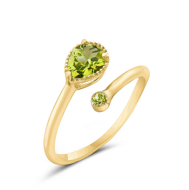 Petite Gold Wrap Ring in Peridot