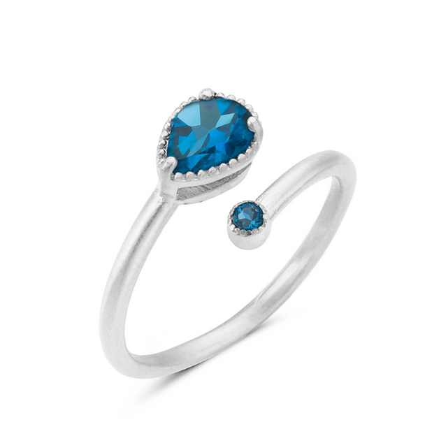Petite Silver Wrap Ring in London Blue Topaz