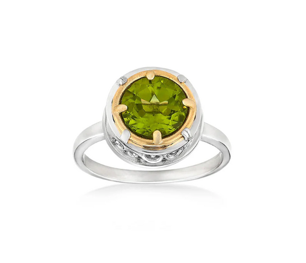 Green Amethyst Vermeil Ring