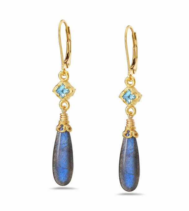 Labradorite and Blue Topaz Vermeil Earrings