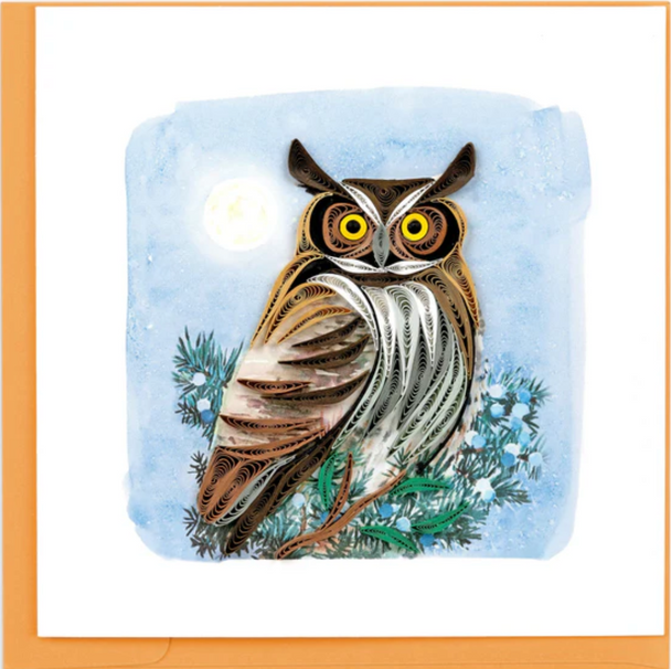 Quilled Great Horned Owl Greeting Card