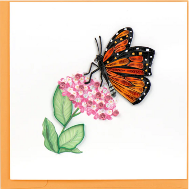 Quilled Monarch Milkweed Butterfly Greeting Card