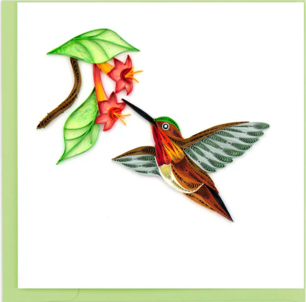 Rufous Hummingbird Quilled Greeting Card