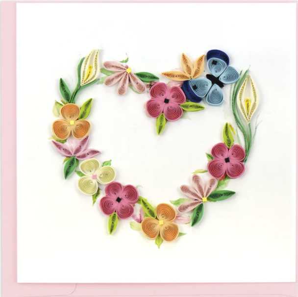 Floral Heart Quilled Greeting Card