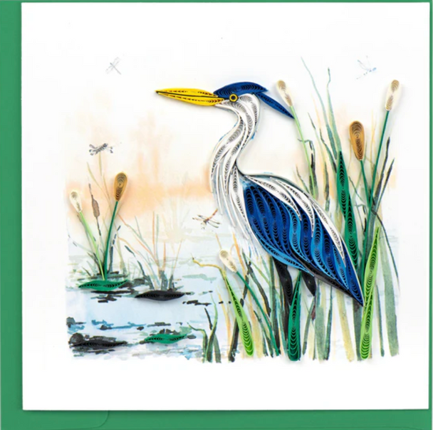 Quilled Great Blue Heron Greeting Card