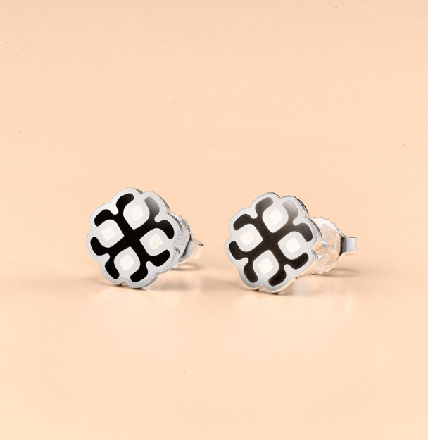 Black Enamel Post Earrings