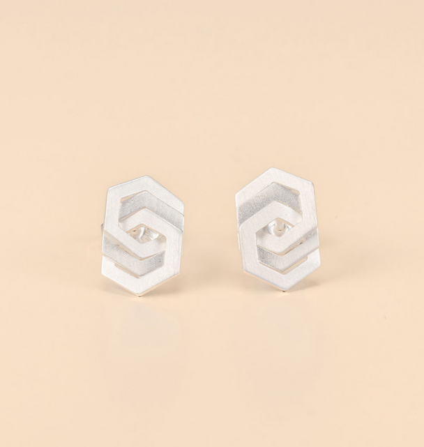 Mini Hex Link Post Earrings