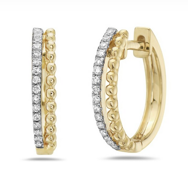 Diamond and Gold Dot Huggies