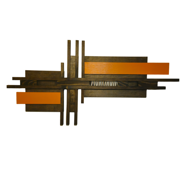 Large Orange Wood Wall Hanging