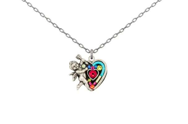 Cherub Red Heart Pendant Necklace