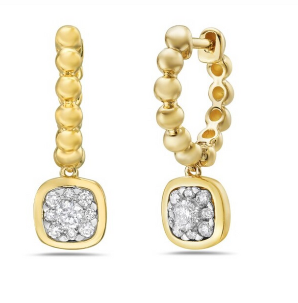 Pave Diamond Cushion Cut Style Huggies