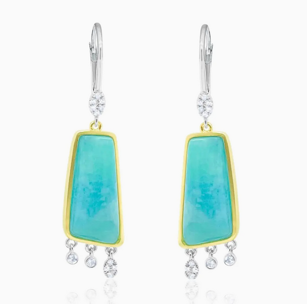 Amazonite and Diamond Earrings