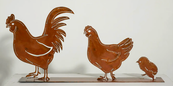 Three Chicks on A Walk Sculpture