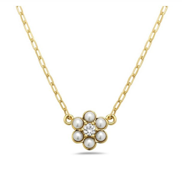 Freshwater Pearl Flower Dot Necklace