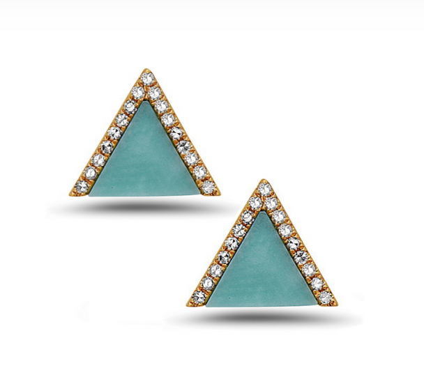 Turquoise and Diamond Triangle Earrings