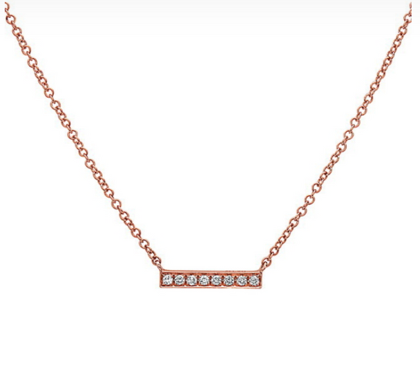 Rose Gold Diamond Bar Necklace