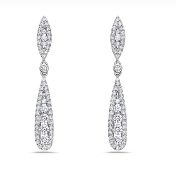 Marquise Shaped Diamond Post Earrings