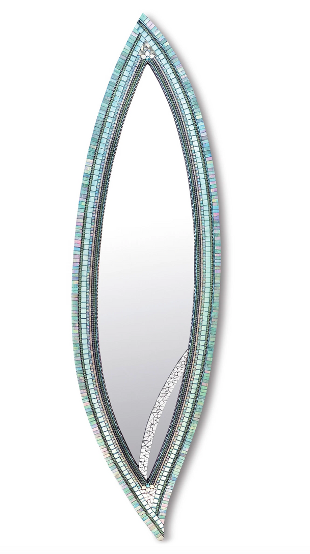 Aquamarine Willow Leaf Mirror
