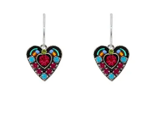 Small Red Crystal Heart Earrings
