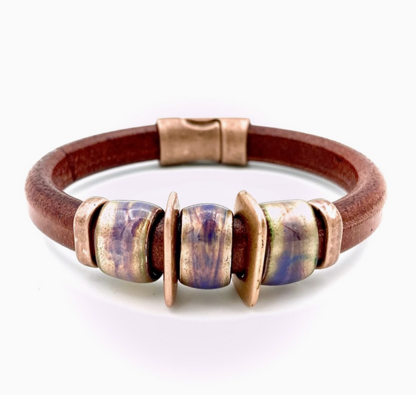 Painted Rocks Leather Bracelet