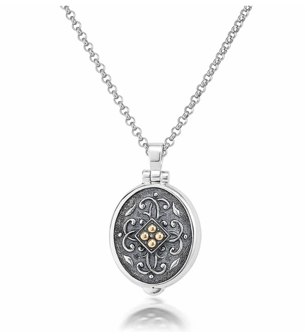 Two-Tone Oval Locket Necklace