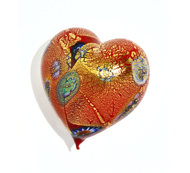 Murano Blown Glass Heart with Millefiori