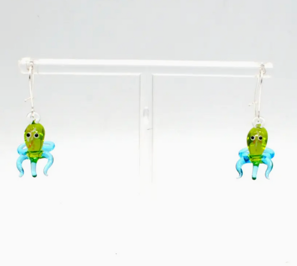 Mini Glass Octopus Earrings