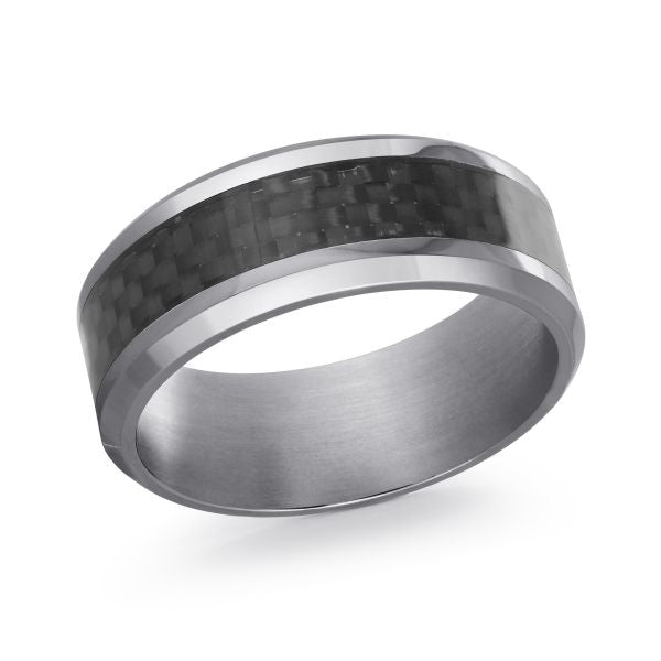 8MM Tantalum and Carbon Fiber Wedding Band