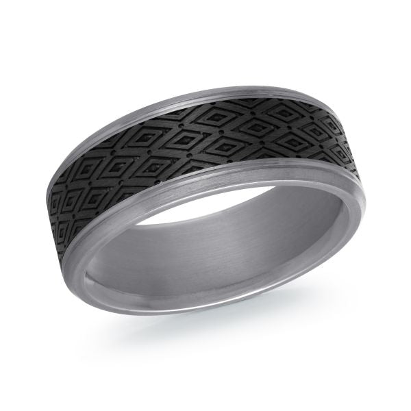 8MM Tantalum and Carbon Fiber Wedding Band